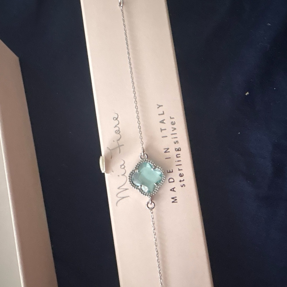 Silver Bracelet with Aqua Stone